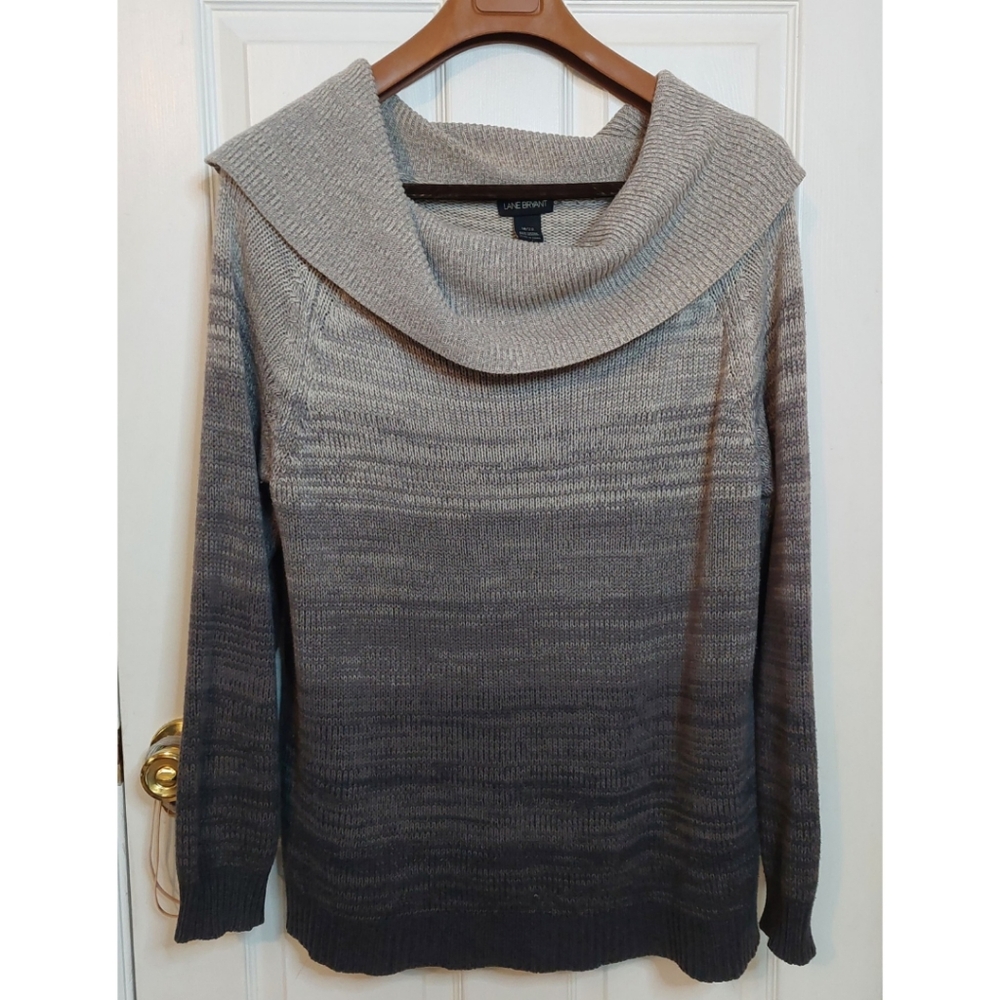 Lane Bryant Grey Ombre Knit Cowl Neck Sweater Office Normcore Size 18/20
